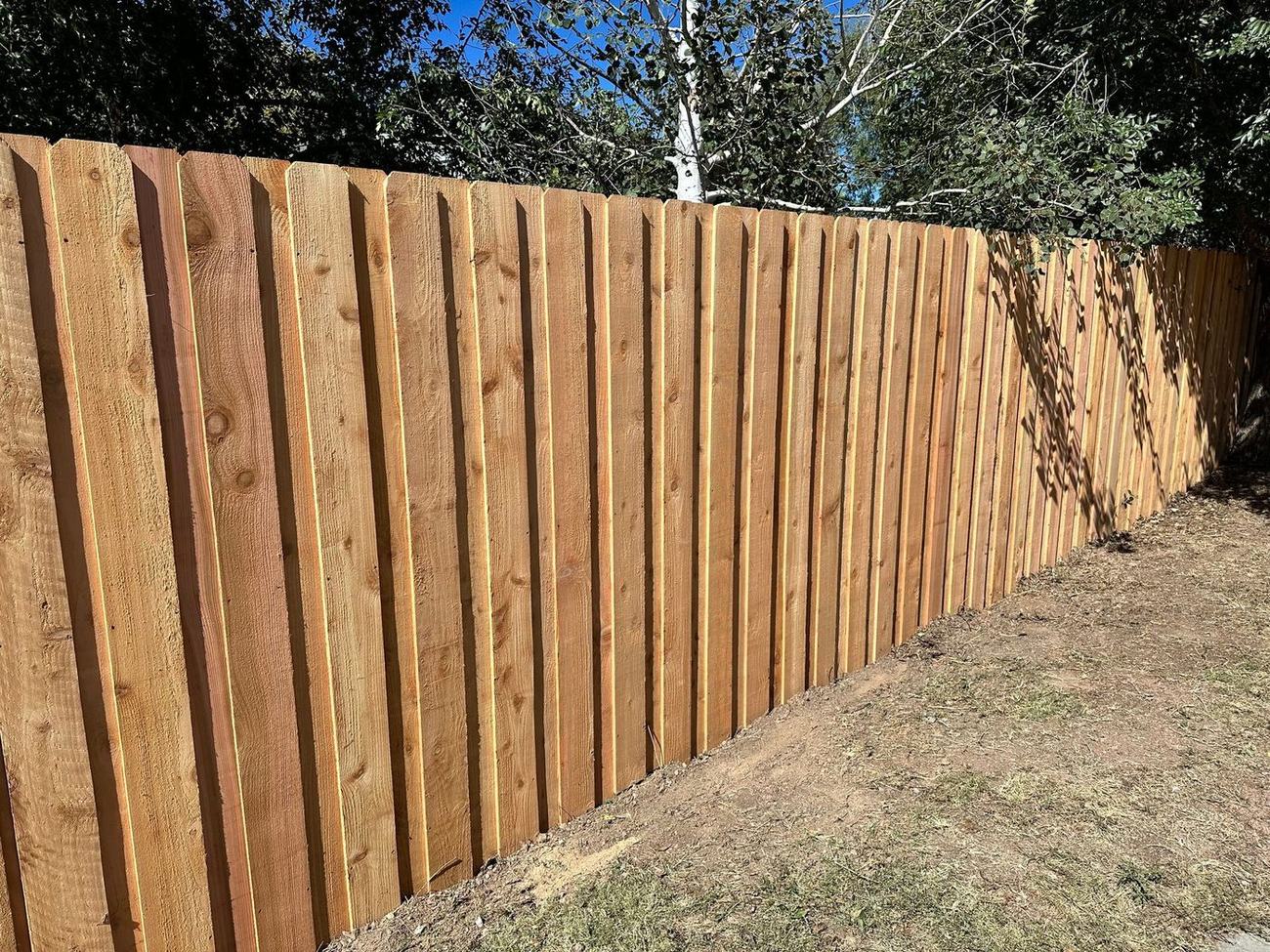 Dog-ear cedar privacy fence install
